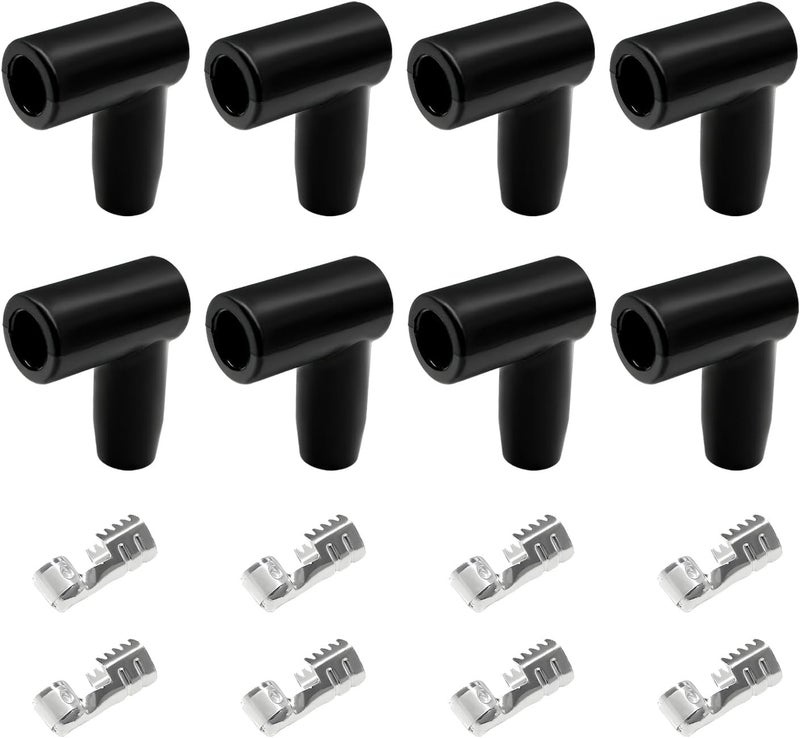 NYTKL 8 PCS Spark Plug Boot Terminal Kit, 90 Degree Distributor Ignition Boots Spark Plug Coil Terminals, Heat-Resistant Silicone Ignition Wire Boot Terminal Kit Fits 6-10mm Wires - Image 1